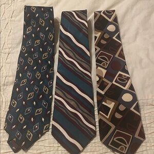 Pierre Cardin Multicolor Patterned Ties - Teal, Maroon, Beige